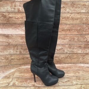BCBG MAXAZRIA over the knee black leather woman boots size 6.5